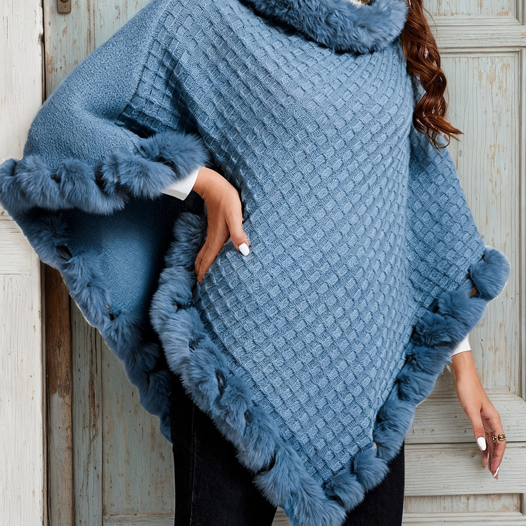 Willow | Mysig Poncho med Fuskpäls