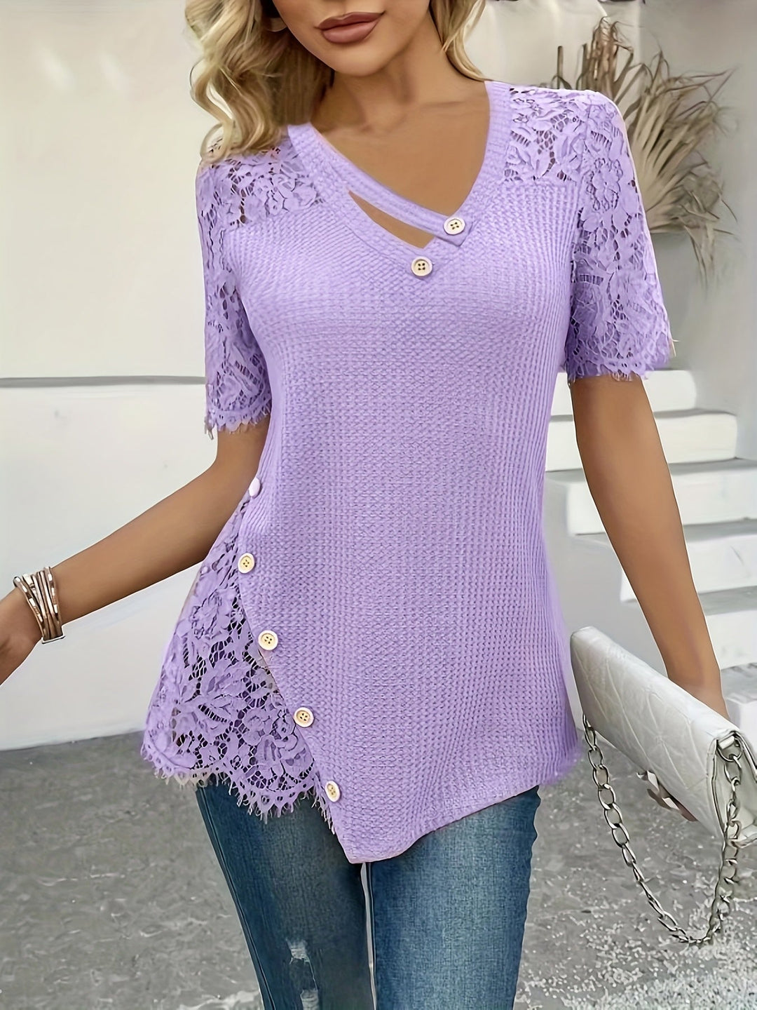 Delphine | Blus med spetsdetaljer