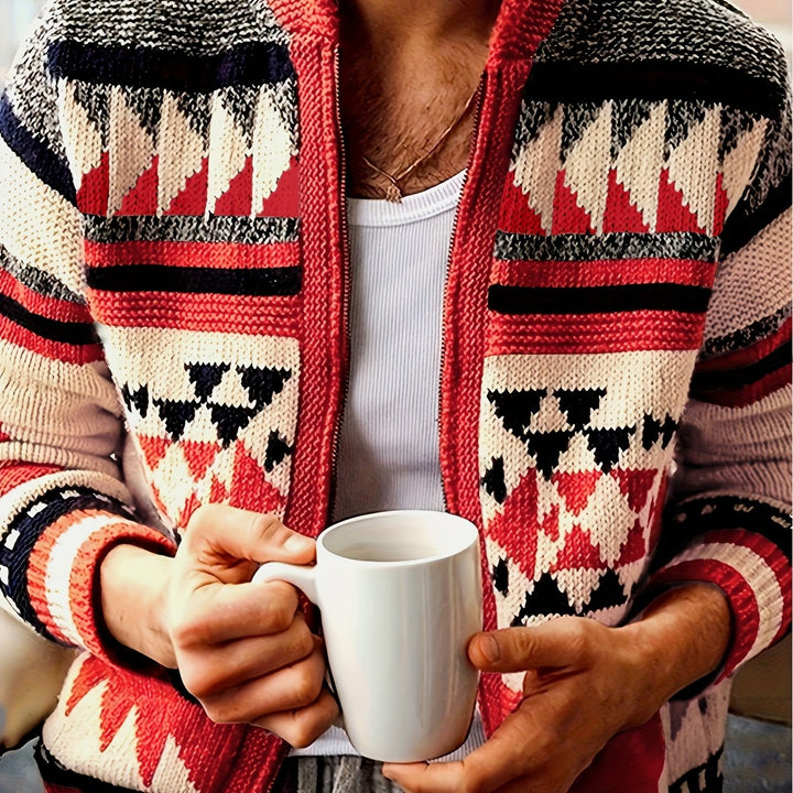 Callum | Mönstrad Zip-Up Cardigan