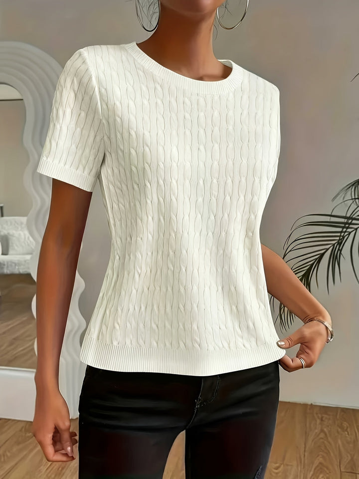 Tabitha | Texturerad Rundhalsad Kortärmad Topp