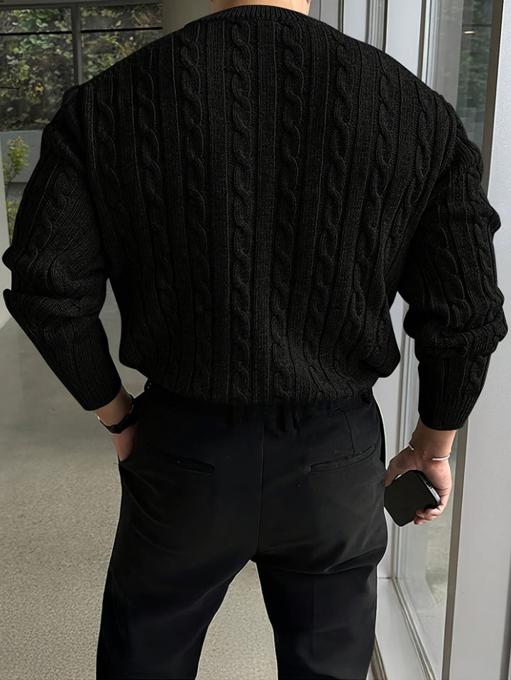 Jonas | Kabelstickad Crew Neck Tröja