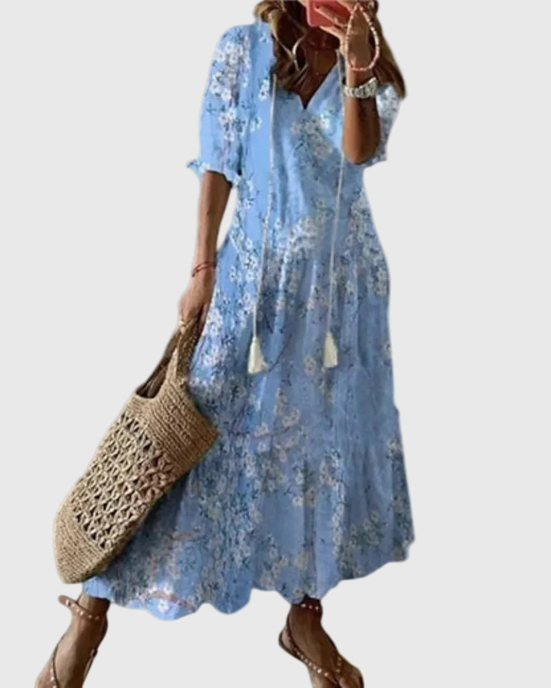 Amalia | Boho Vintage Sommar Maxiklänning