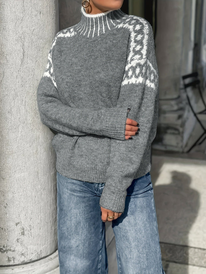 Corinna | Kontrast-Trim Mock-Neck Tröja