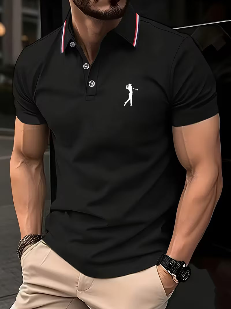 Arnold | Avslappnad kortärmad golftryckt skjorta