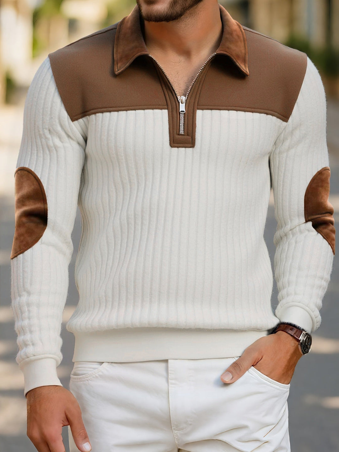 Roland | Tvåfärgad Quarter-Zip Pullover