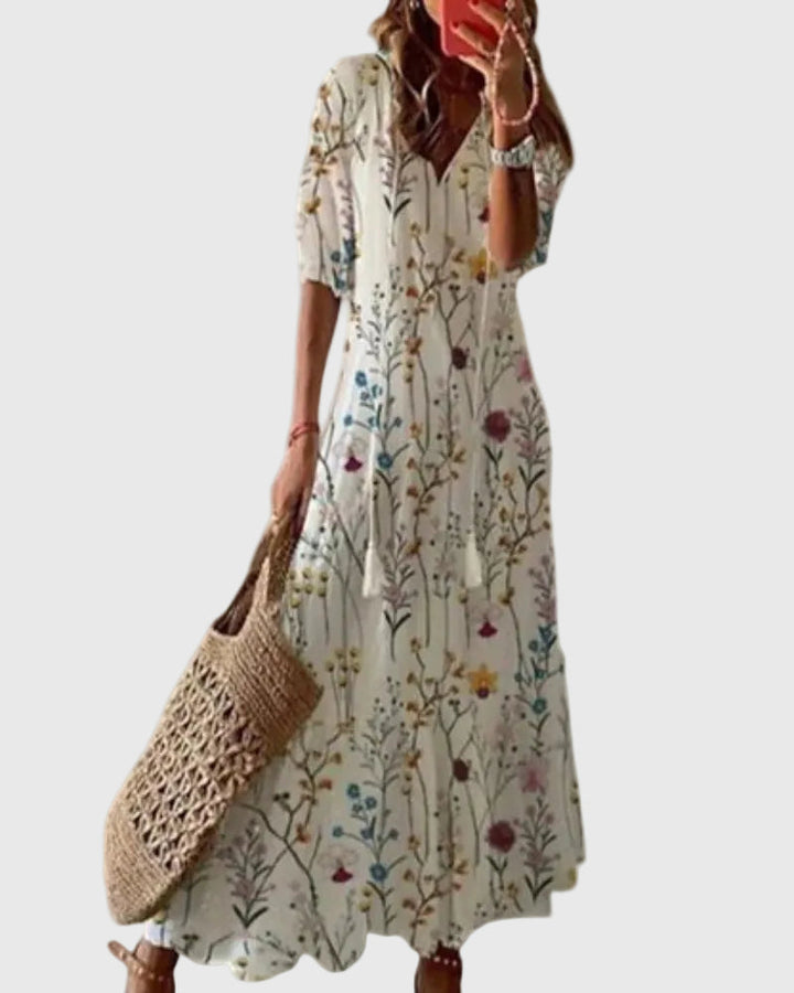 Amalia | Boho Vintage Sommar Maxiklänning