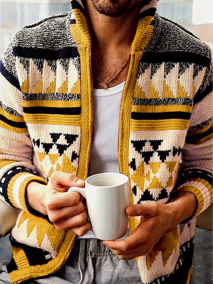 Callum | Mönstrad Zip-Up Cardigan