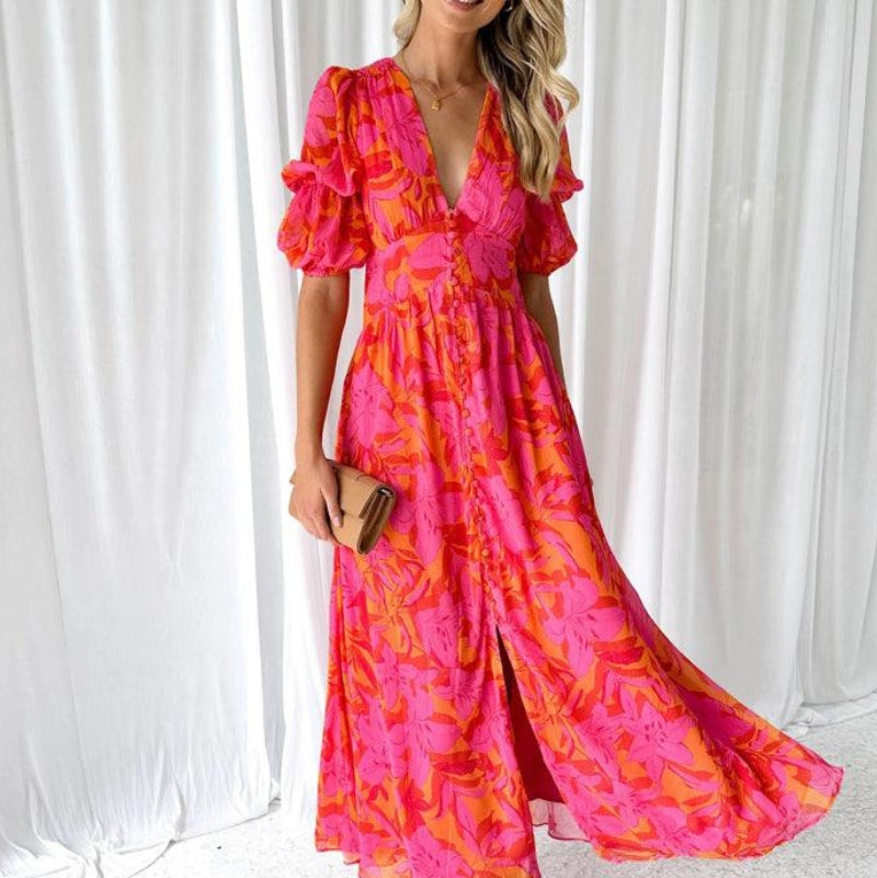Valentina | Elegant Sommar Maxi Klänning