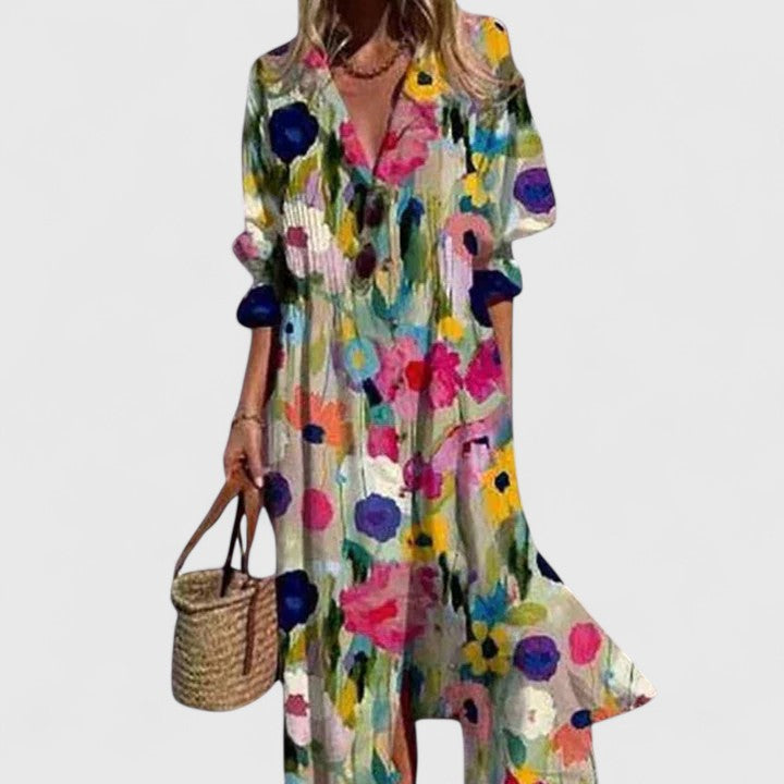 Paula | Elegant Multicolor Boho Klänning