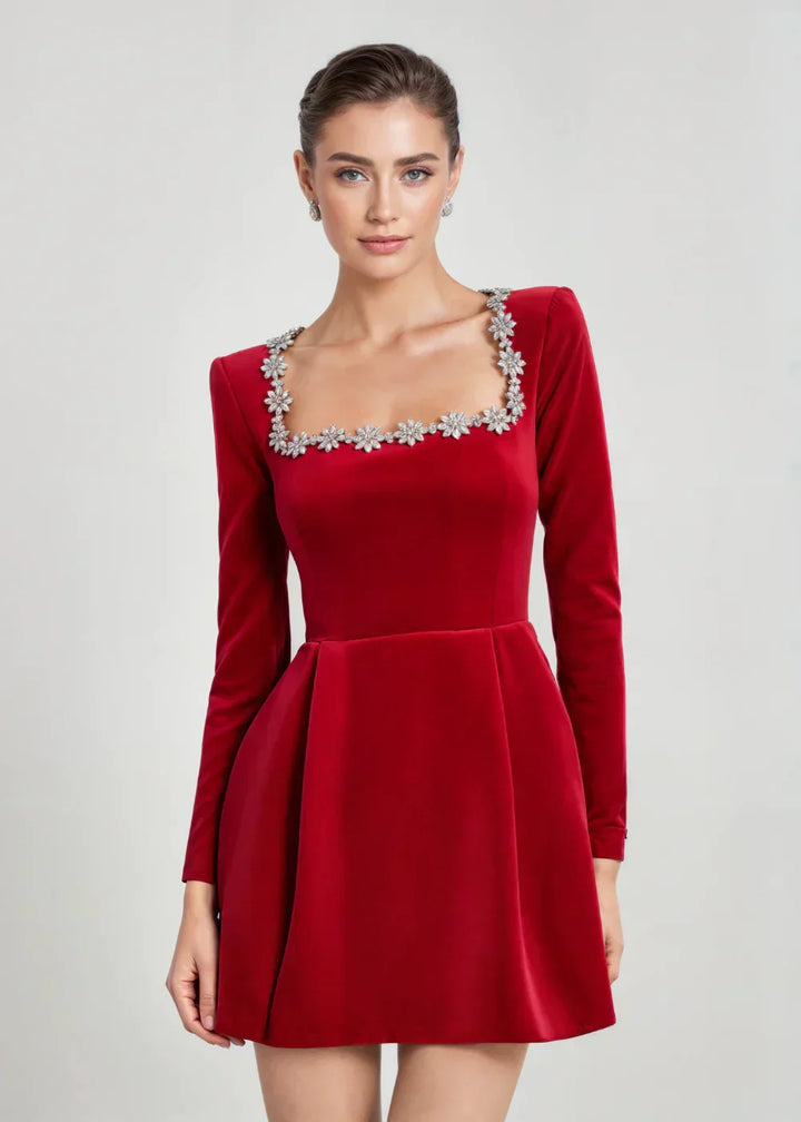 Brielle | Elegant Sammet Mini Klänning