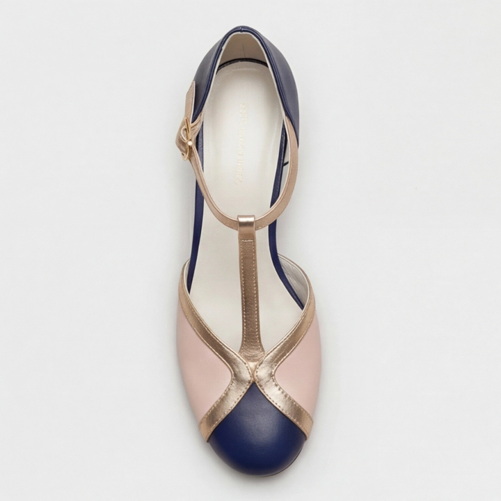 Veronica | Klassisk T-Strap Stängd Tå Klack