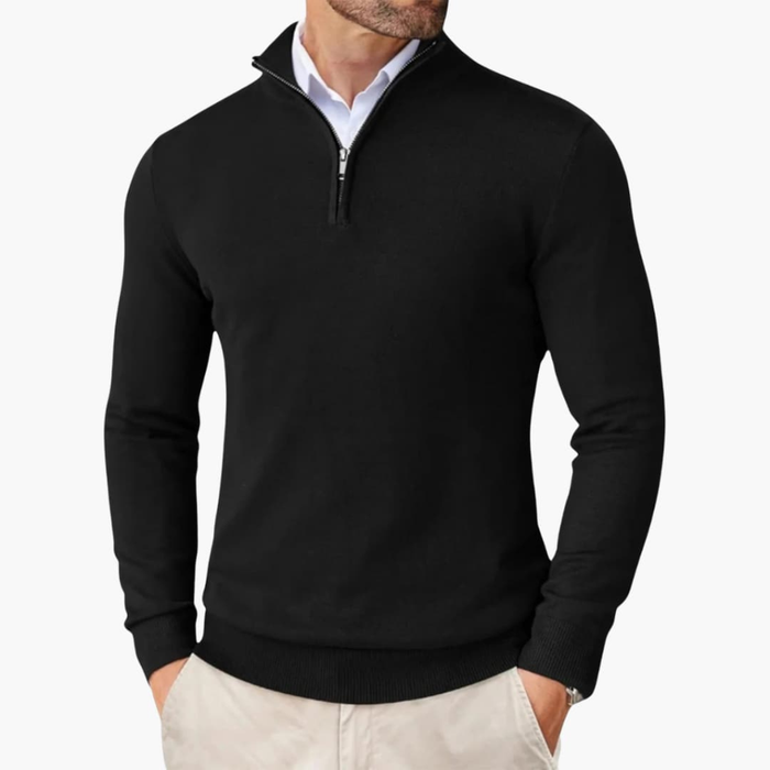 Herr Sweatshirt med Dragkedja och Ribbad Kant