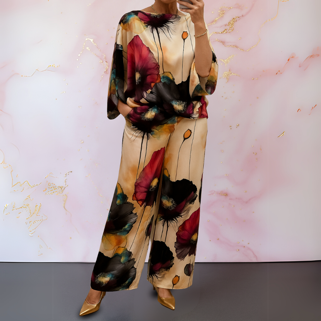 Harlow | Stilig Satin Tvådelad Set