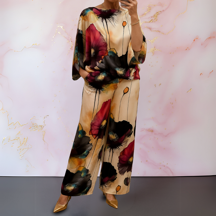 Harlow | Stilig Satin Tvådelad Set