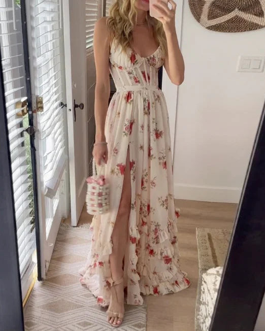 Zoey | Elegant Blommig Ärmlös Klänning