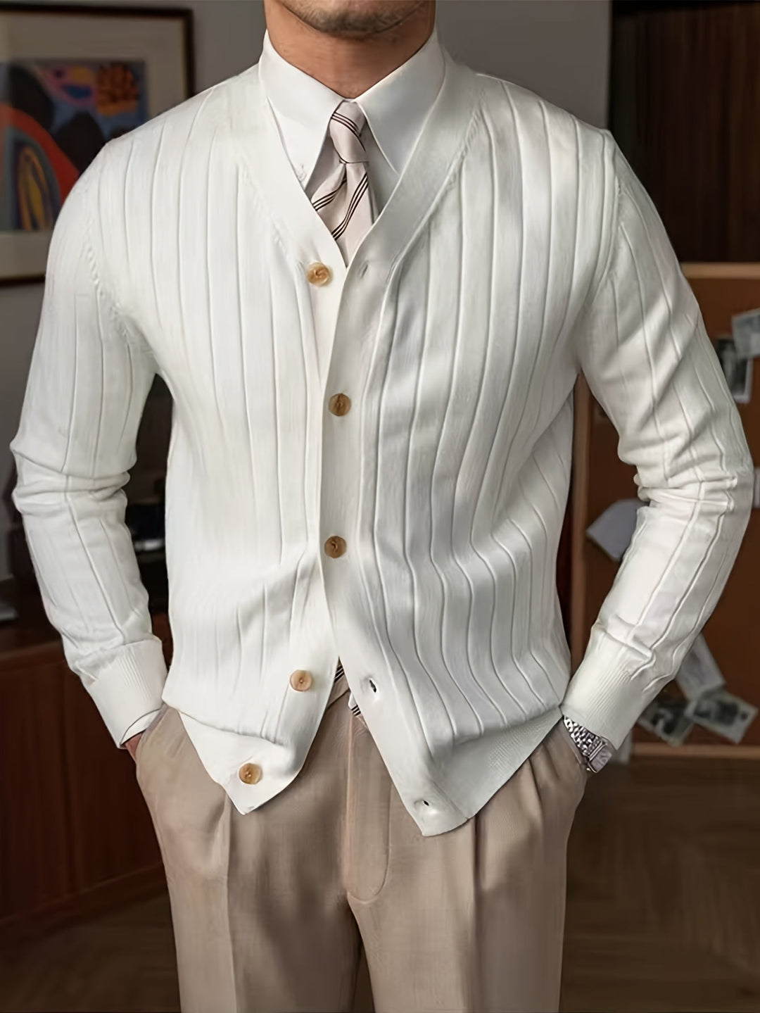 Arthur | Ribbade Knapp-up Cardigan