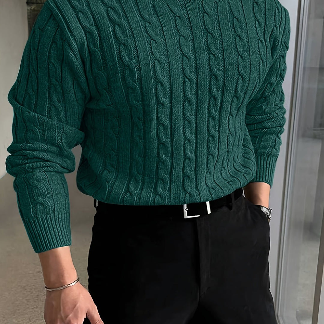Jonas | Kabelstickad Crew Neck Tröja