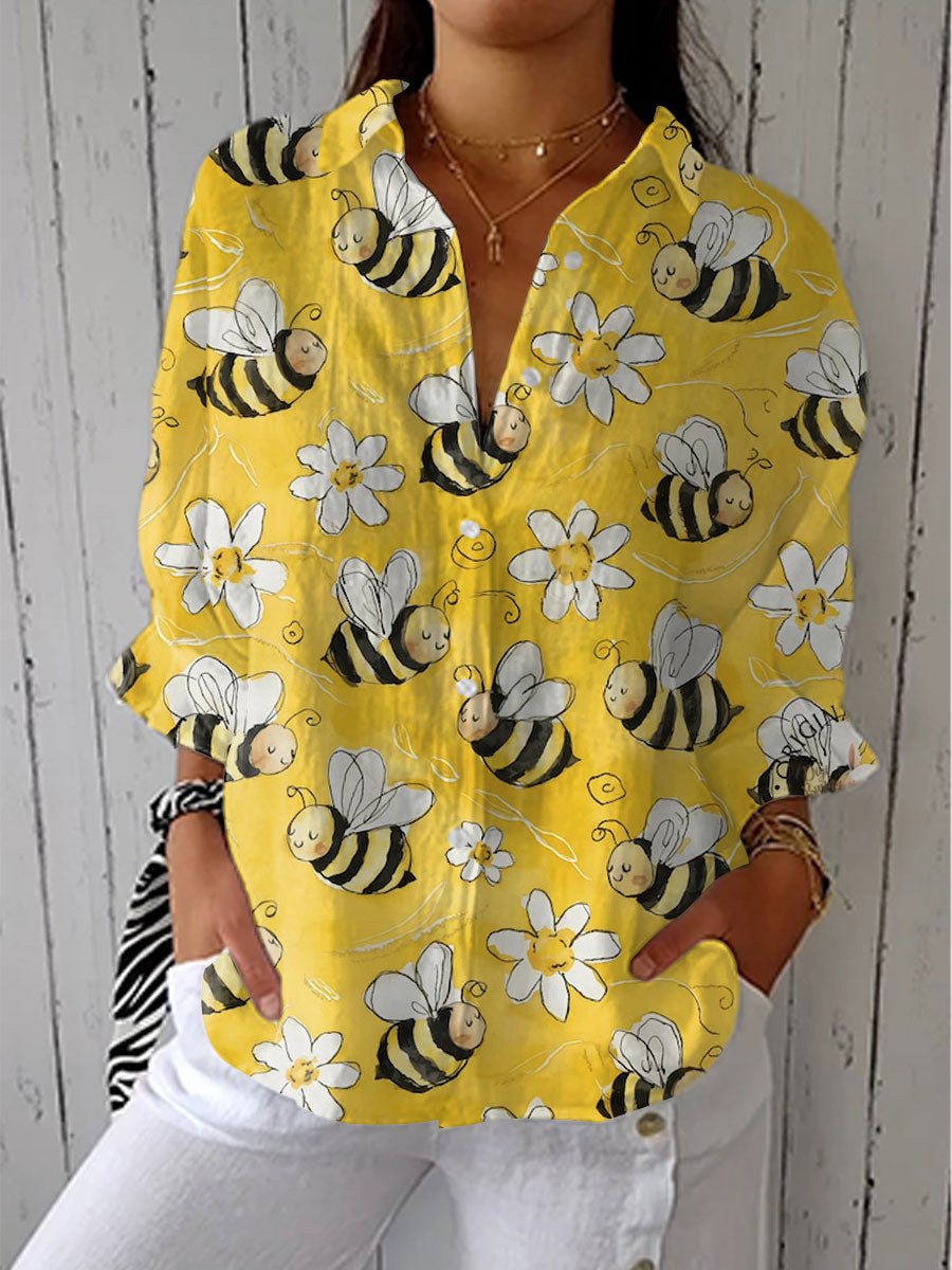 Pamela | Avslappnad Bi Blomdesign Blus