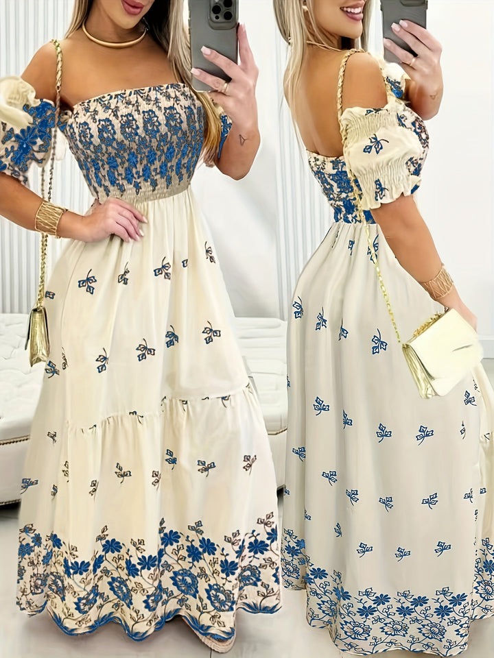 Seraphina | Off-Shoulder Blommig Maxiklänning