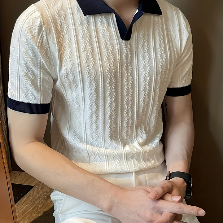 Barrett | Texturerad Polo med Kontrastkrage