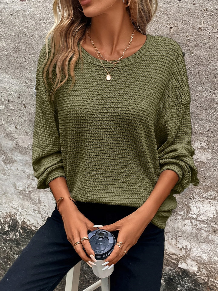 Carly | Avslappnad Vaffelstickad Tröja