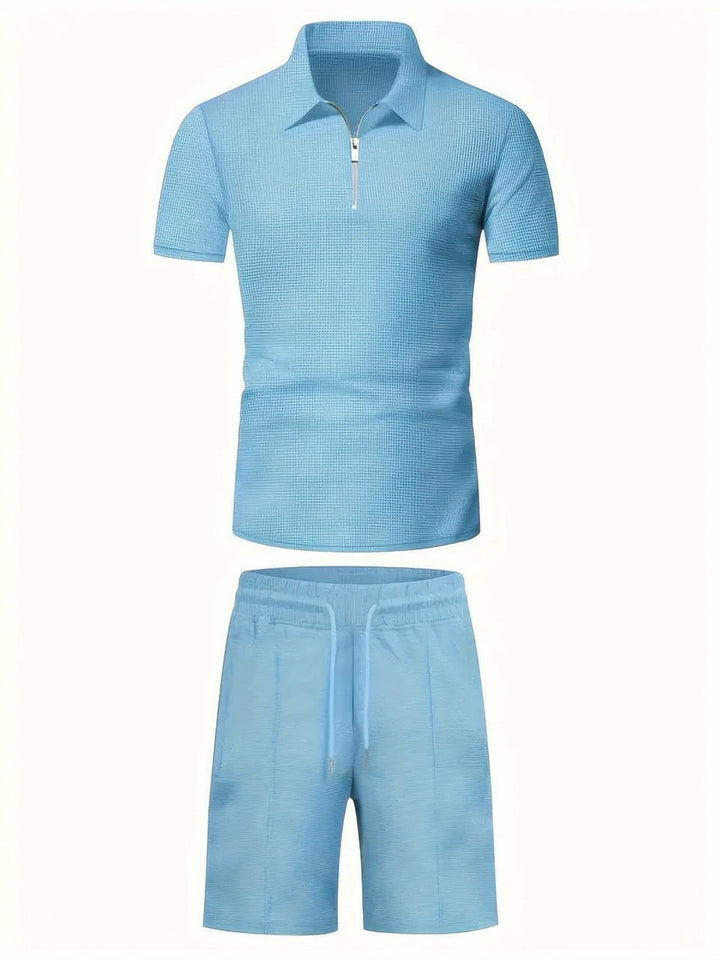 Grayson | Klassisk Dragkedja Skjorta och Shorts Set