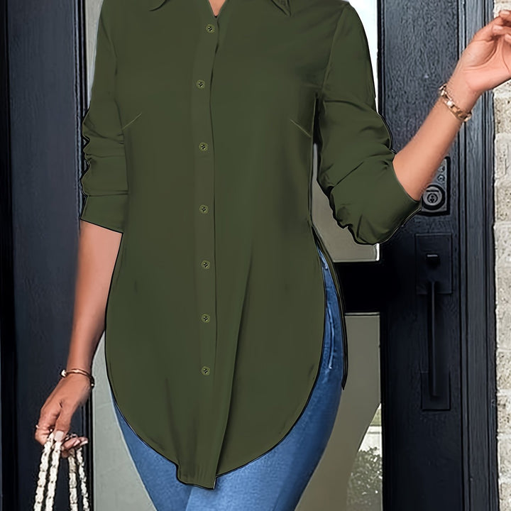 Quinn | Fins Button-Front Blus