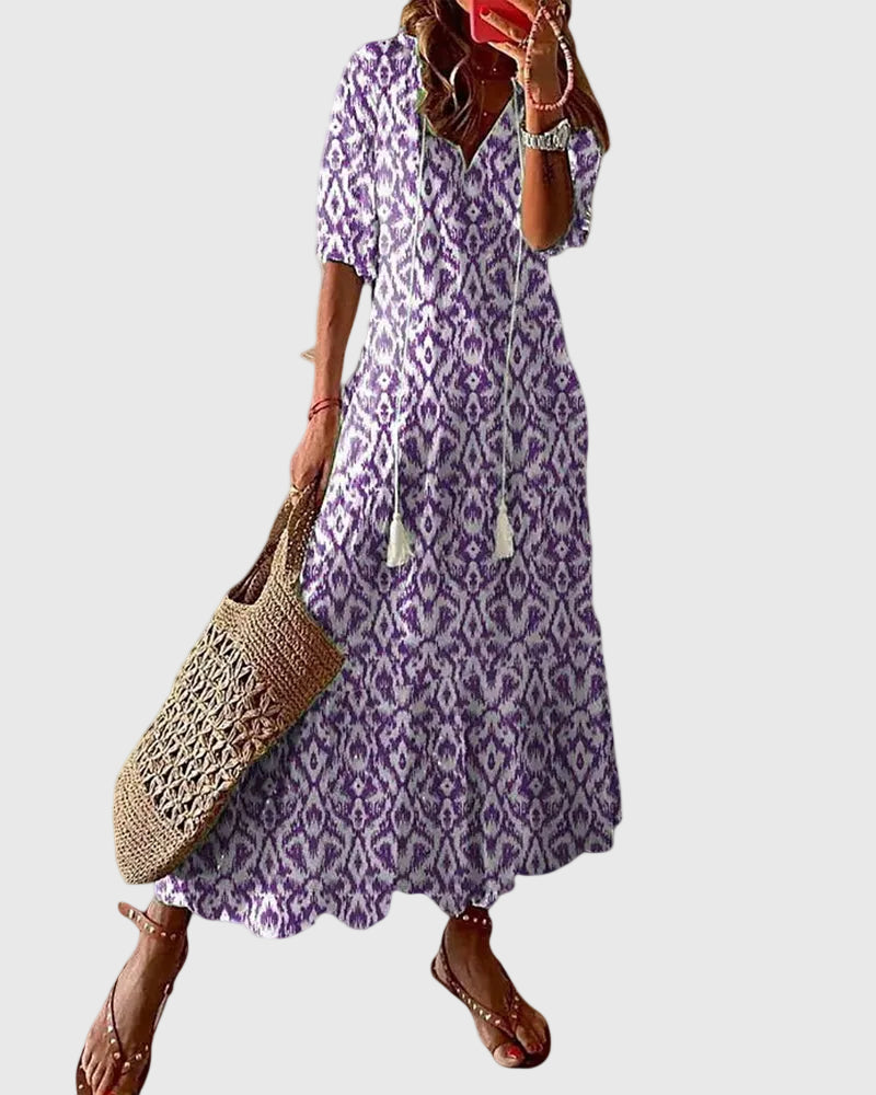 Amalia | Boho Vintage Sommar Maxiklänning