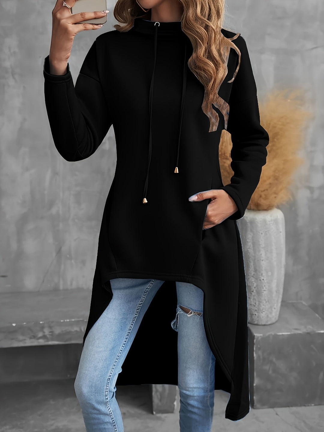 Tabitha | Hög-Låg Dragkedja Hoodie