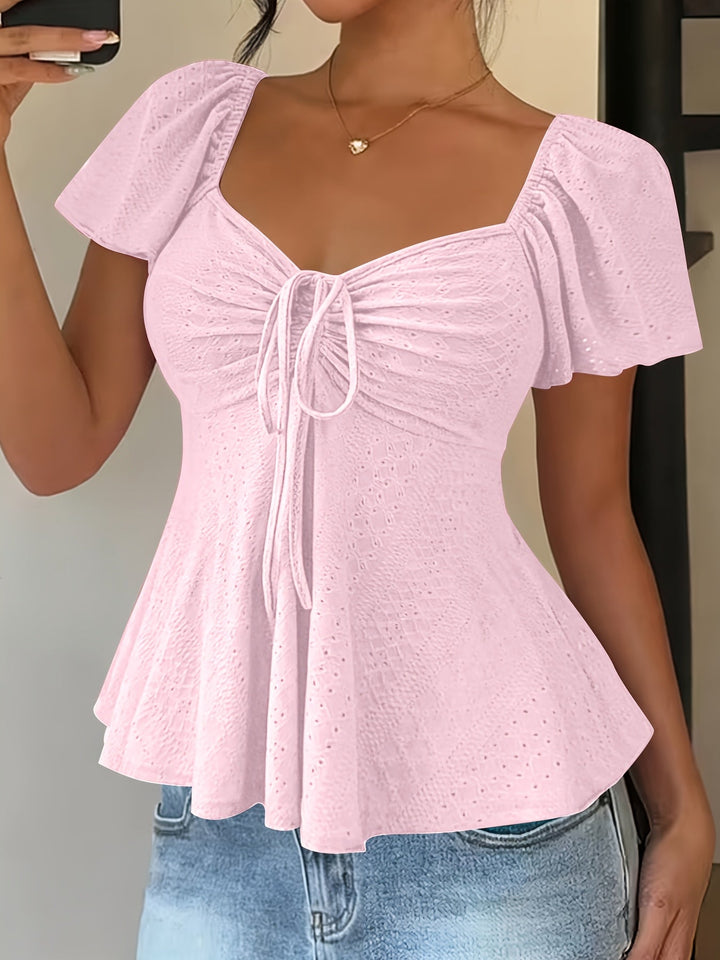 Josephine | Flutter-sleeve Peplum Top