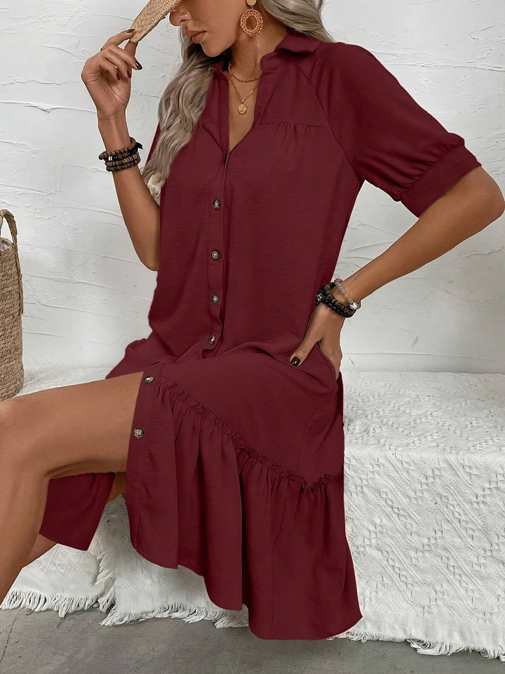 Maevelle | Knäppt Boho Midi Klänning