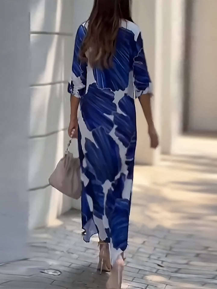 Larissa | Flödande Print Maxi Klänning