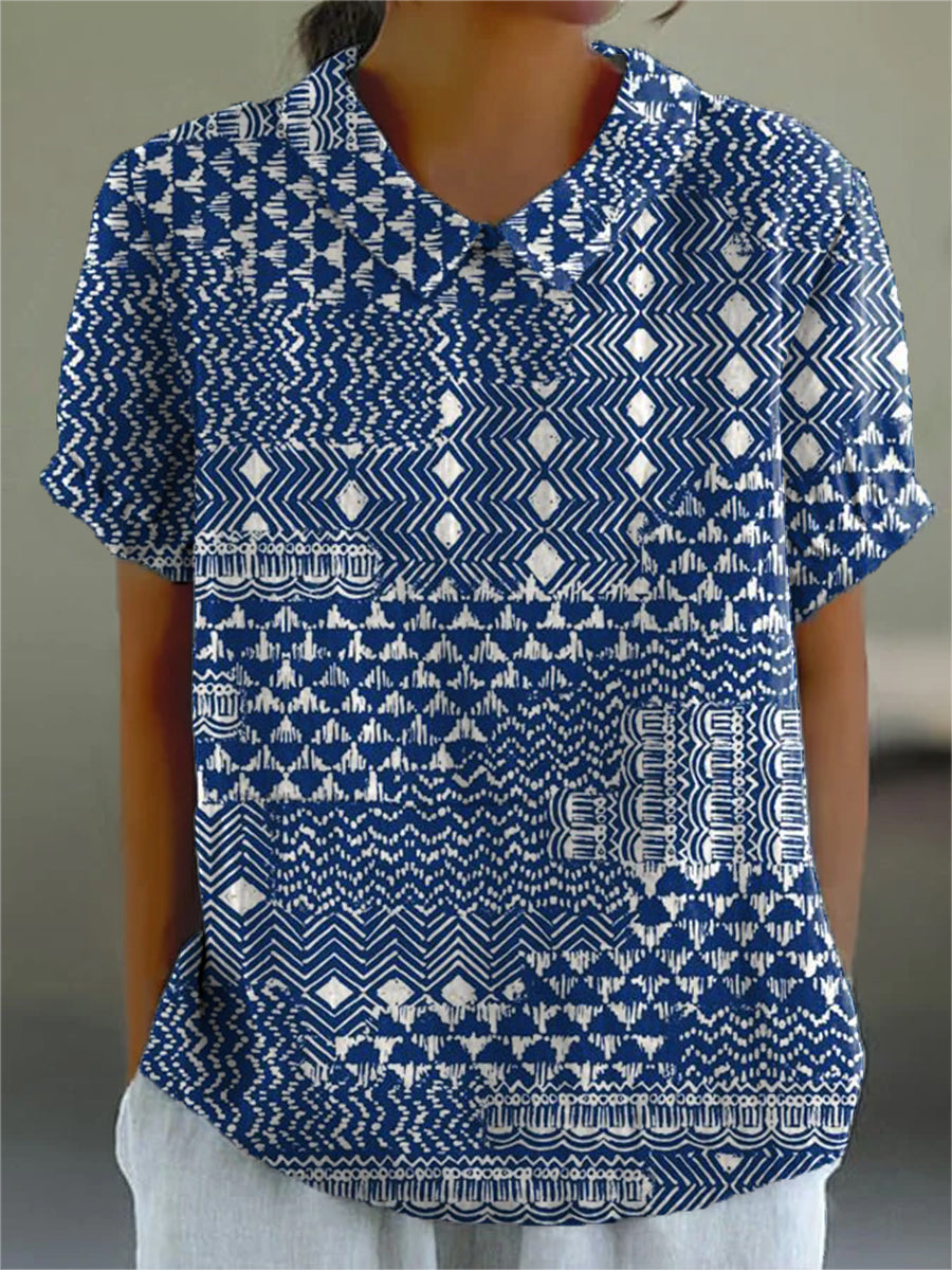 Rosie | Stilig Tribal Art Krage Skjorta