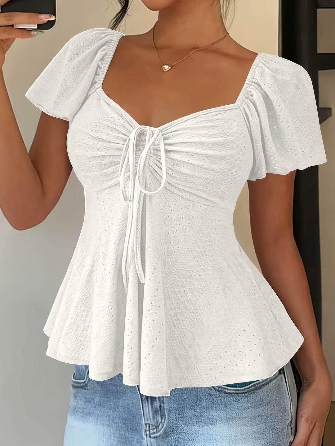Josephine | Flutter-sleeve Peplum Top