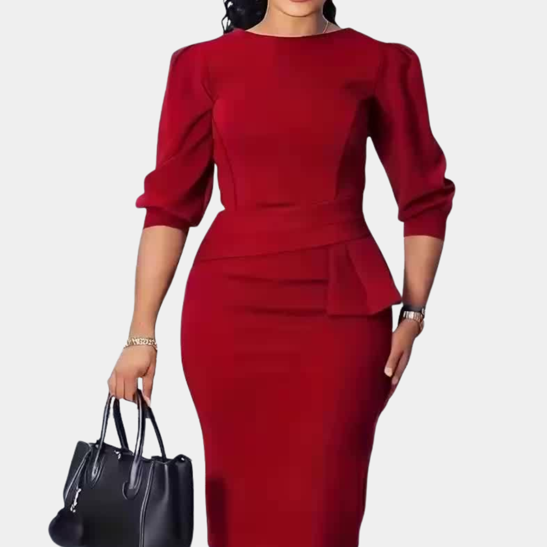 Adele | Skulpterad Peplum Midi Klänning