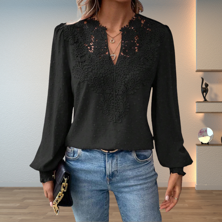 Marlene | Elegant Blus med Spetsdetaljer