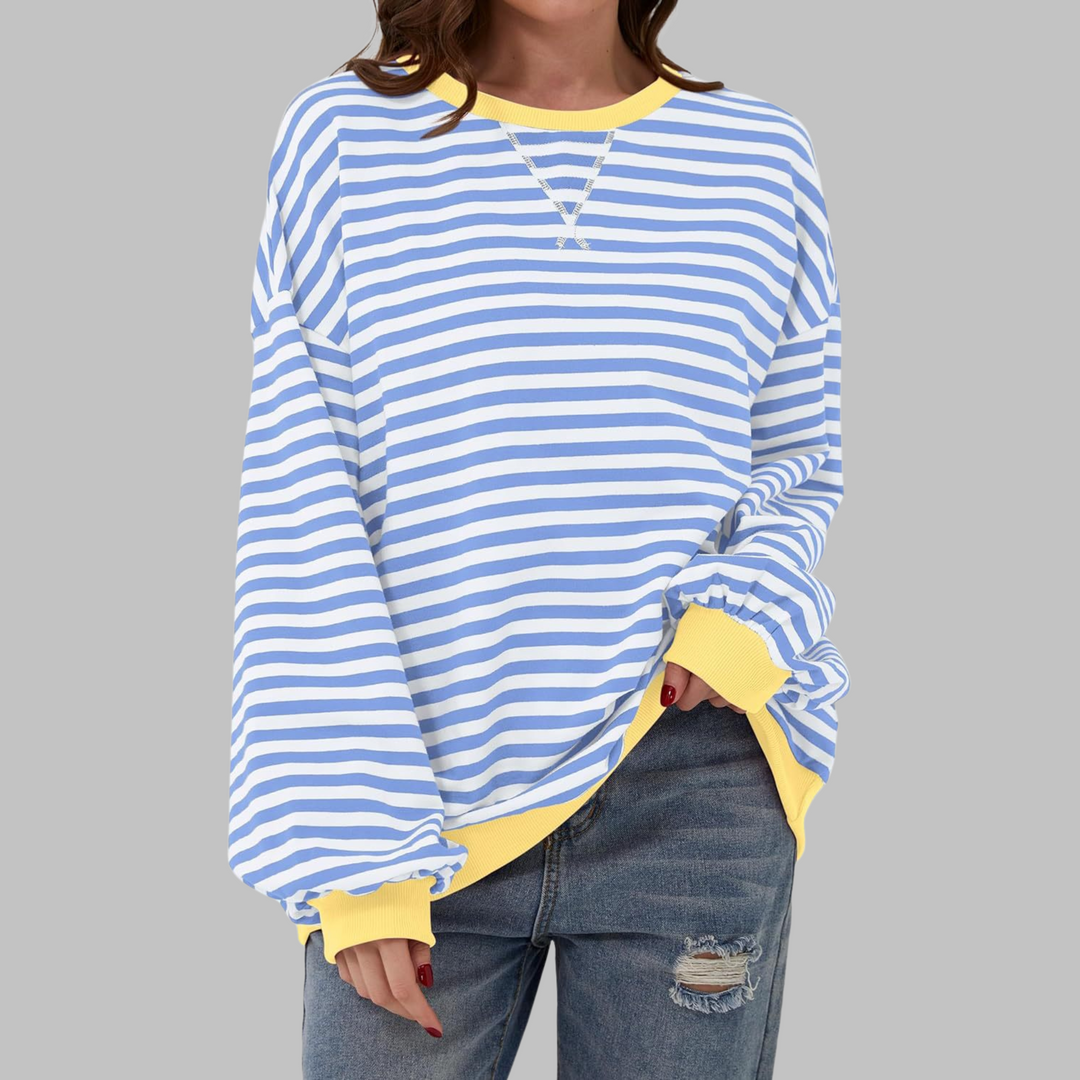 Margaret | Avslappnad långärmad randig sweatshirt