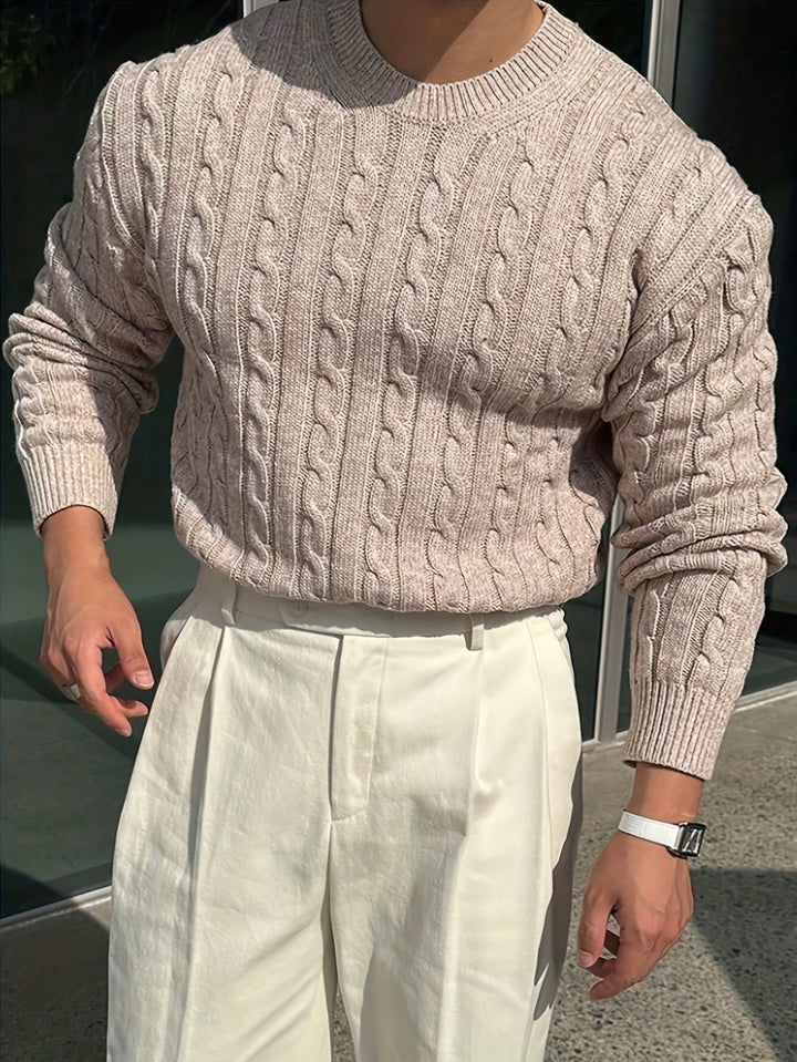 Jonas | Kabelstickad Crew Neck Tröja