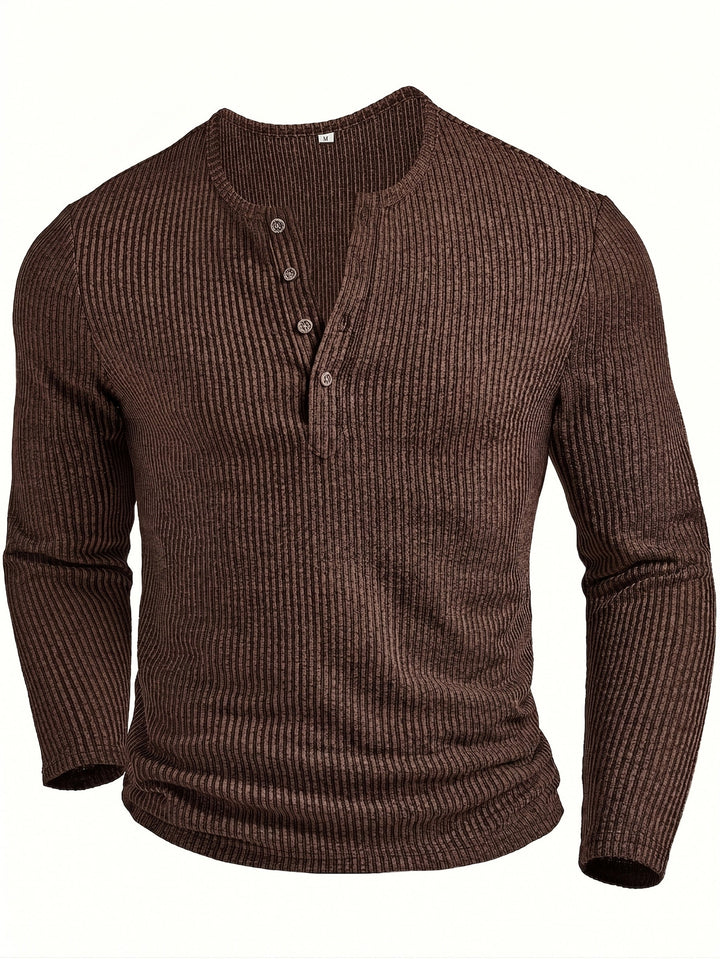 Griffin | Texturerad Ribbad Henley Skjorta