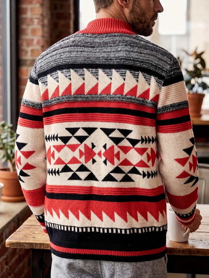 Callum | Mönstrad Zip-Up Cardigan
