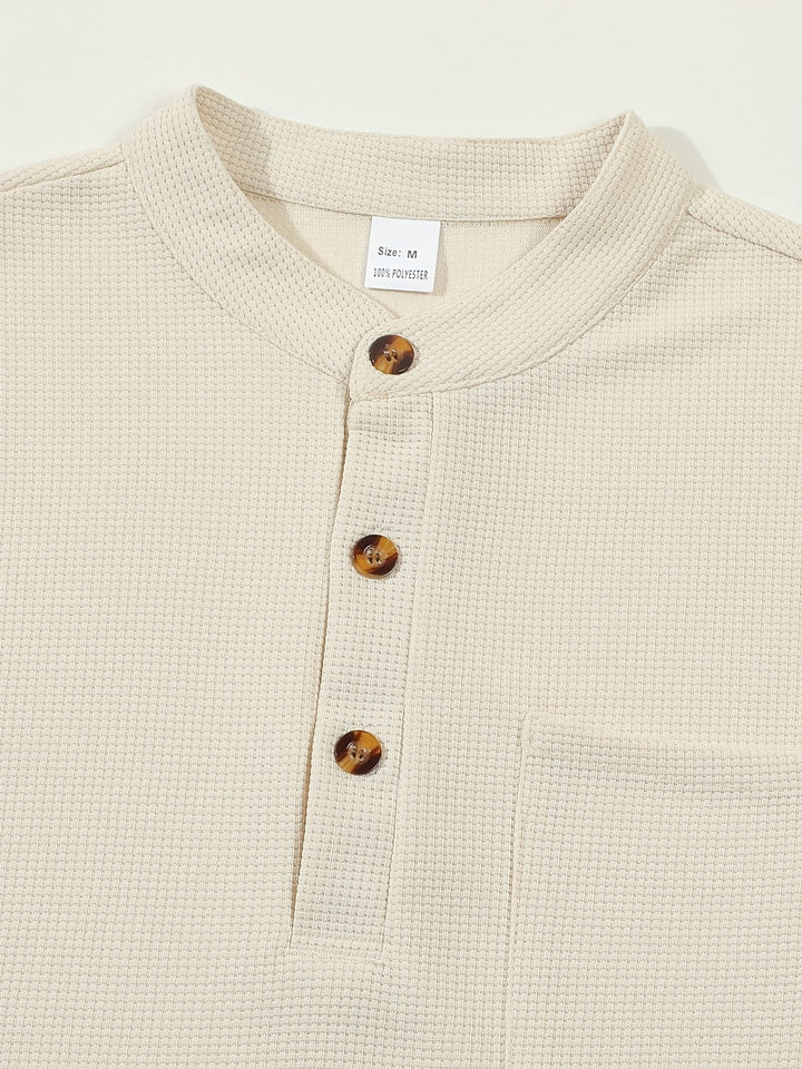 Jonathan | Texturerad långärmad Henley-skjorta
