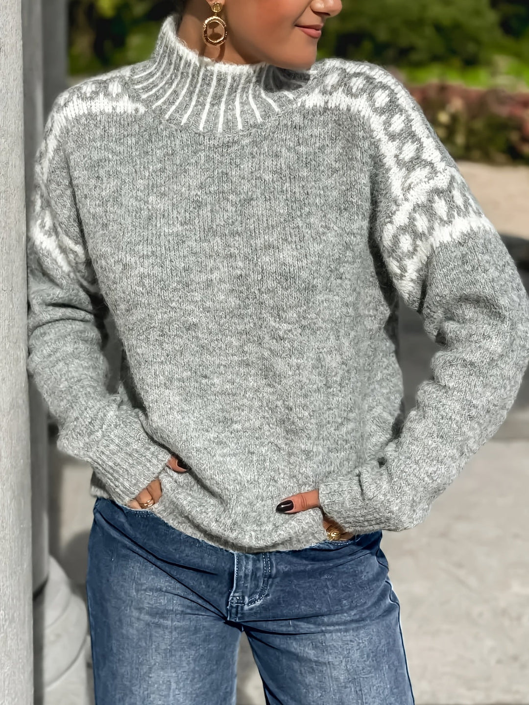 Corinna | Kontrast-Trim Mock-Neck Tröja