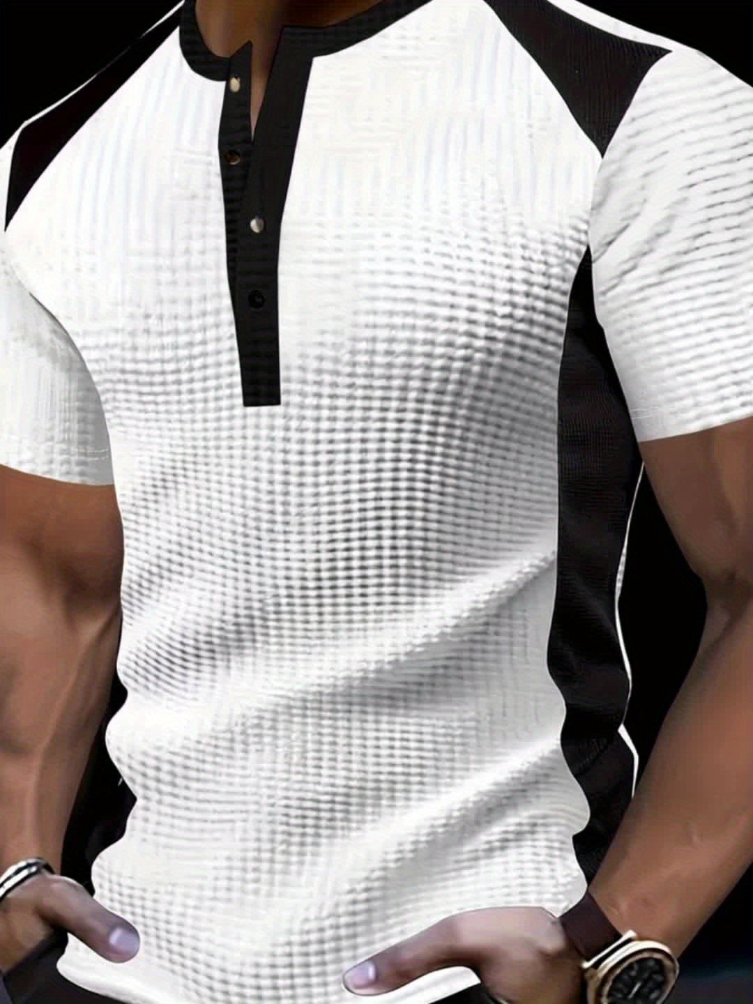Everett | Texturerad Kontrast Henley Skjorta