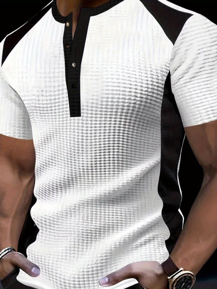 Everett | Texturerad Kontrast Henley Skjorta