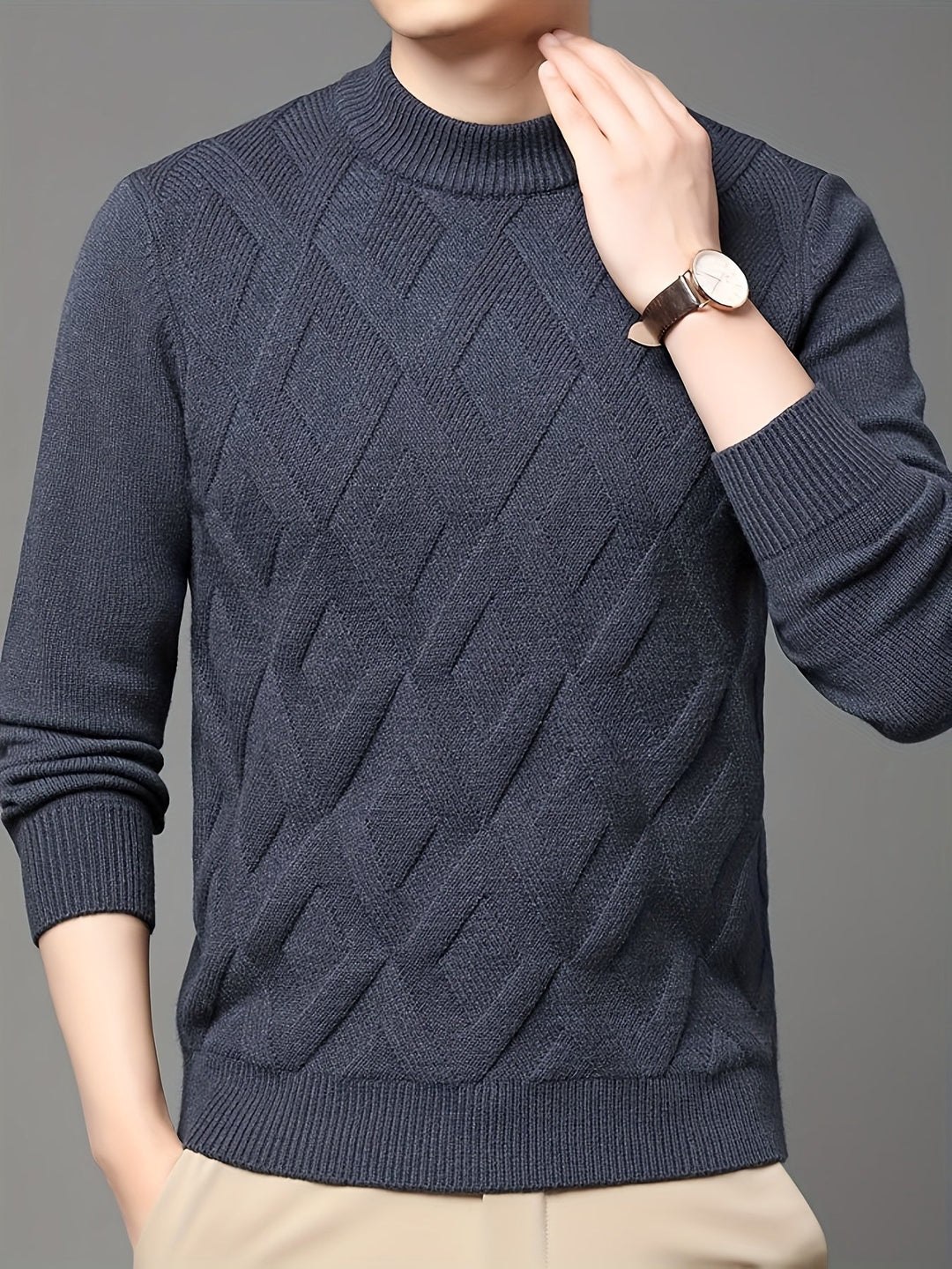 Ellis | Texturerad Mock-Neck Tröja
