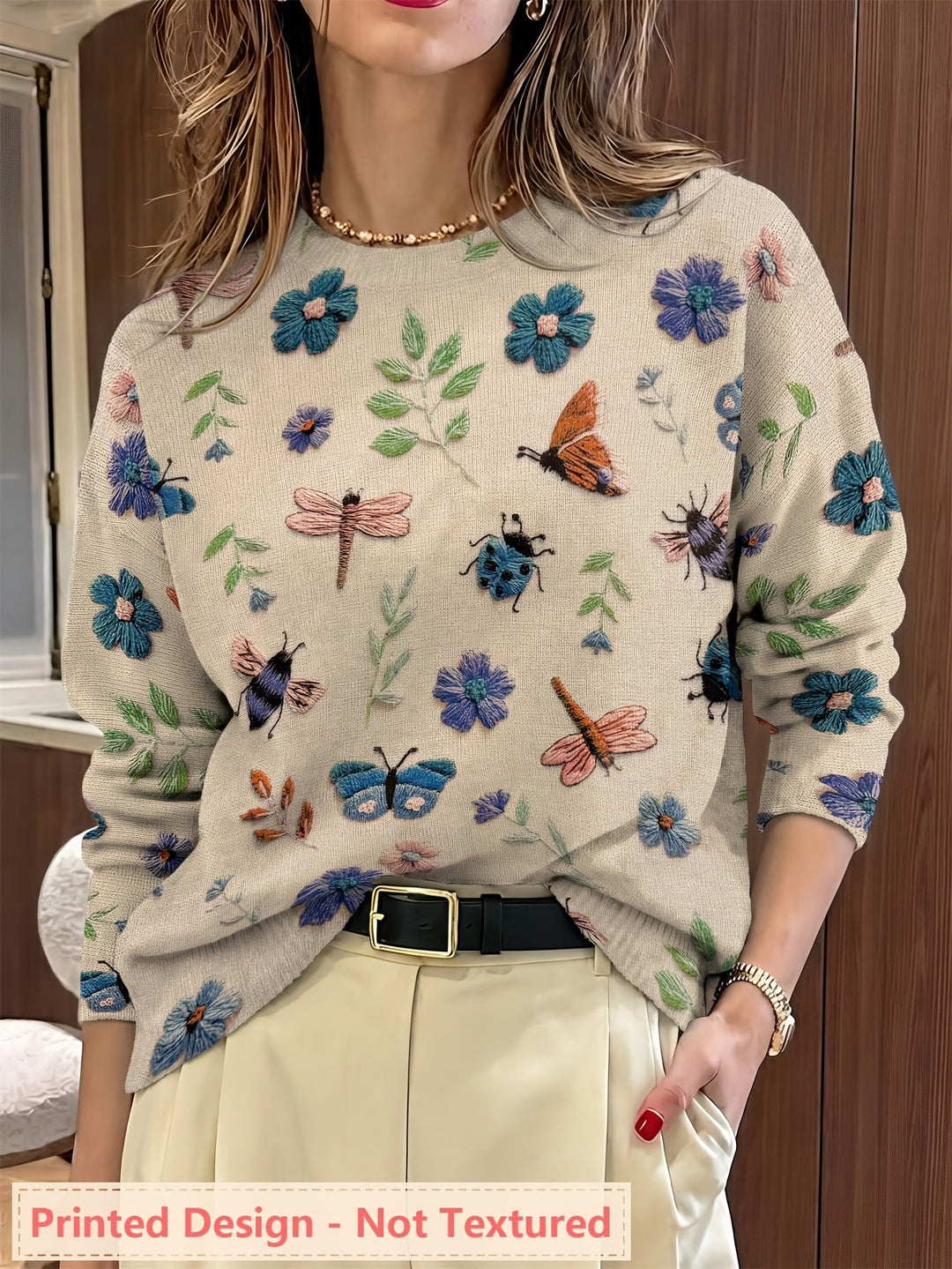 Elsie | Botanisk Tryckt Crewneck Tröja