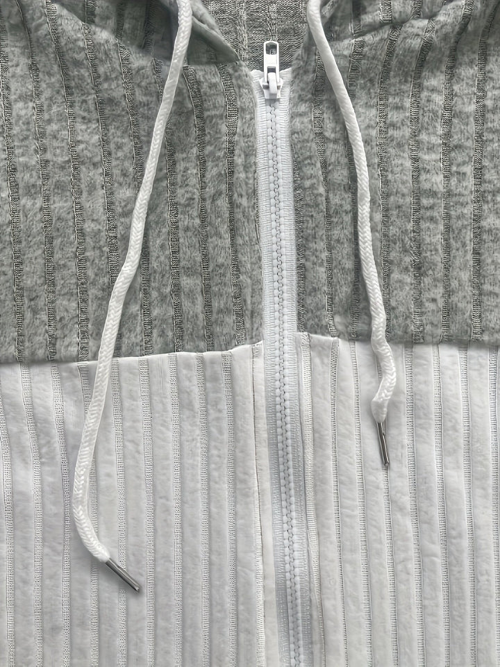Cecilia | Texturerad Färgblockad Huva Jacka