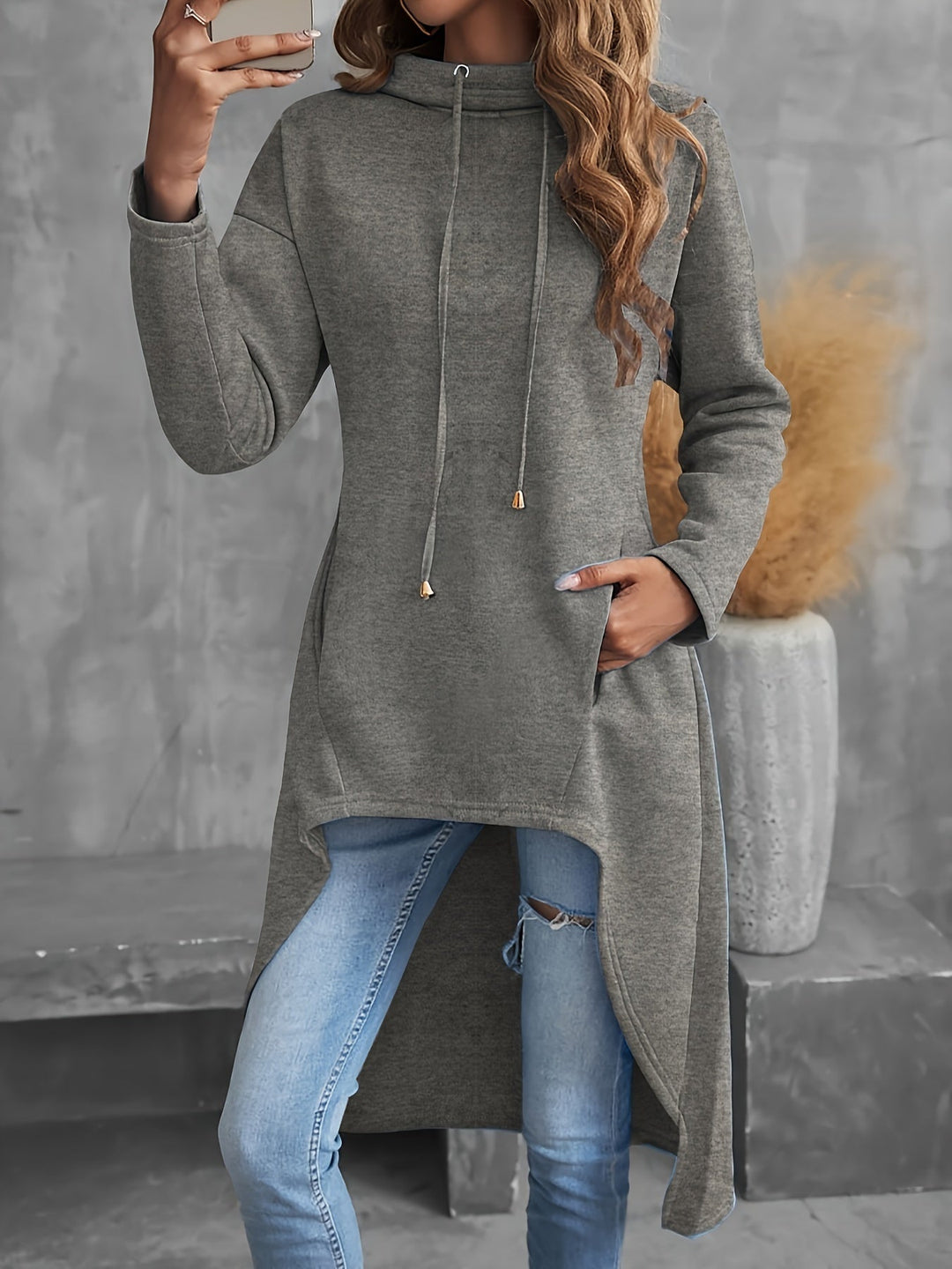 Tabitha | Hög-Låg Dragkedja Hoodie