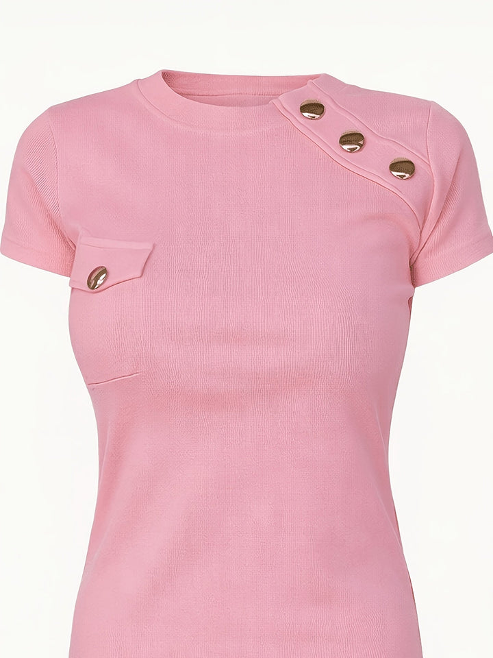 Isla | Knappar-Akcent Kortärmad T-shirt