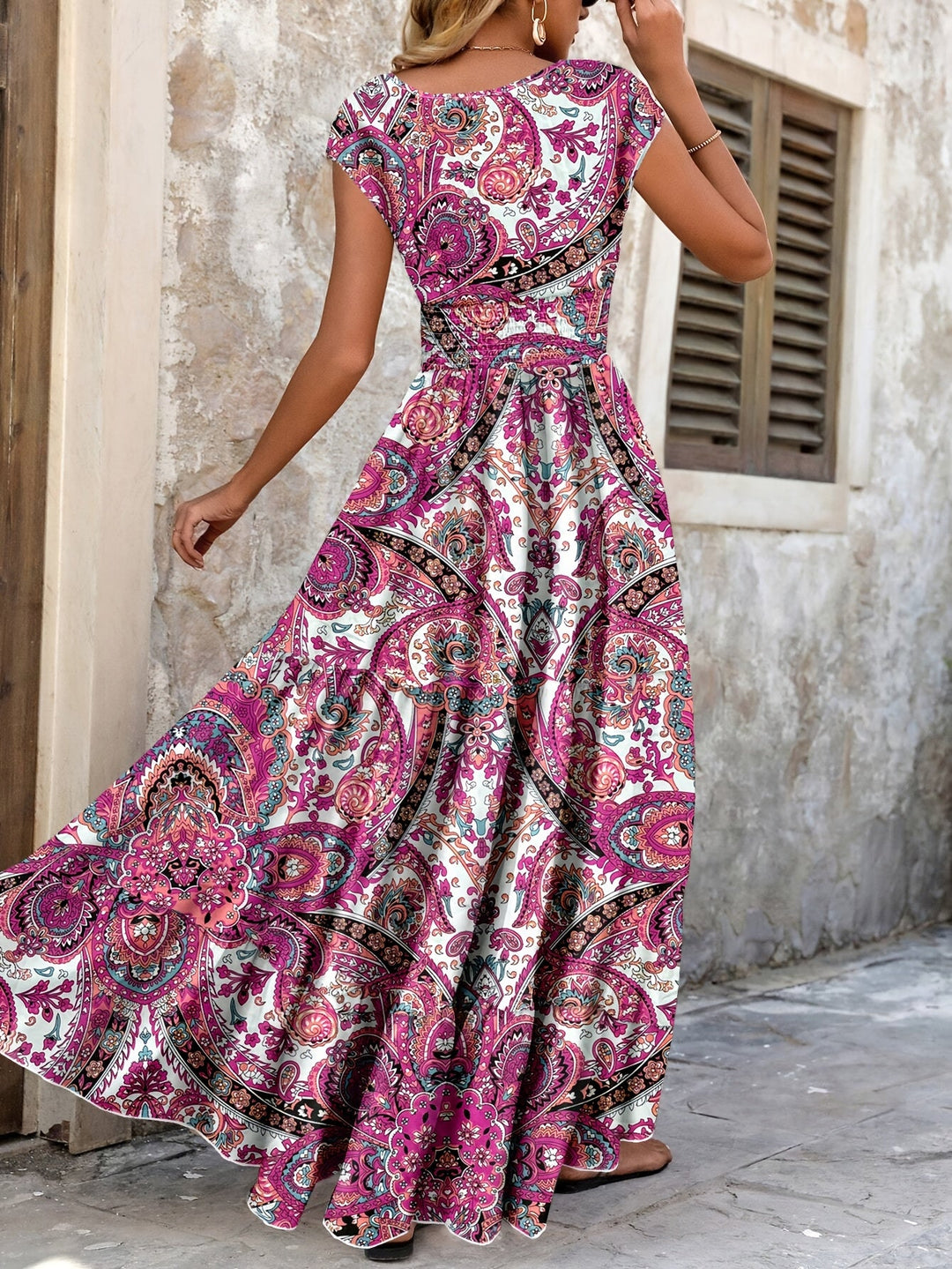Roberta | Bohemisk Paisley Maxi Klänning